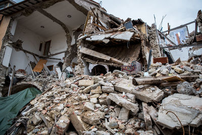 Low angle view of damaged building