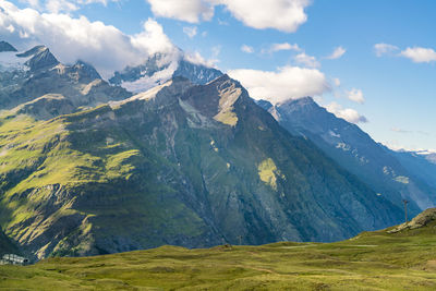 Alps with glacier, görner glacier by zermatt in summer