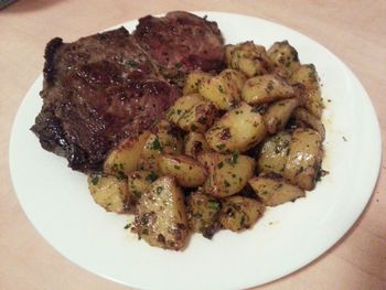 Close-up of meat in plate