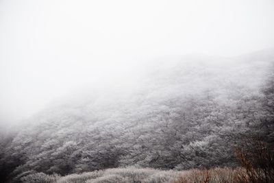 Scenic view of mountains against sky during winter