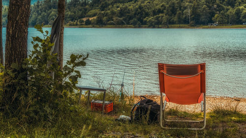 Scenic view of lake by trees