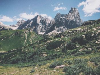 Scenic view of mountains against sky