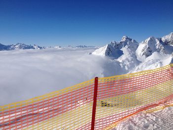 Scenic view of snow covered mountains