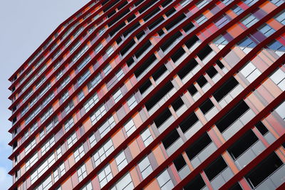 Low angle view of modern building against clear sky