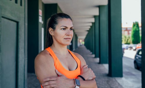 Portrait of woman standing outdoors