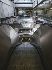 High angle view of escalator