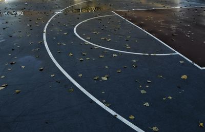 High angle view of basketball court 