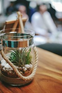 Close-up of ice cream in bowl on table