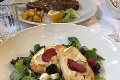 Close-up of salad in plate on table