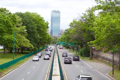 Traffic on road in city