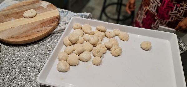 High angle view of eggs on table at market