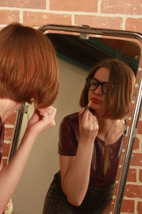 Portrait of young woman looking away