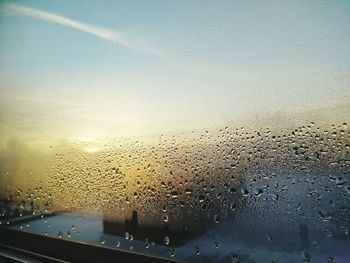 Close-up of water drops on glass