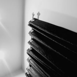 Close-up of stack of books on table at home