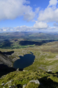 Scenic view of lake against mountains at snowdonia national park