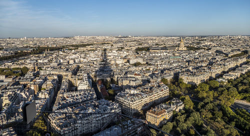 Extra wide aerial view of paris from the tour eiffel