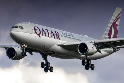 Airplane against blue sky