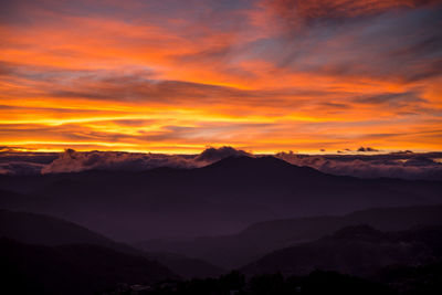 Scenic view of dramatic sky during sunset