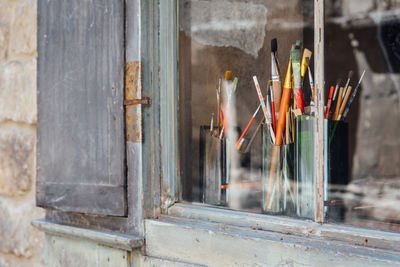 Close-up of paintbrushes