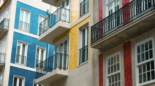 Colored tile building