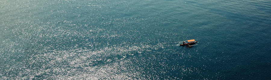 High angle view of boat in sea