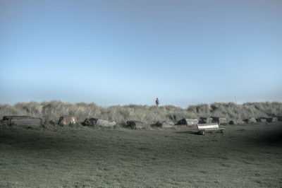 View of landscape against clear sky