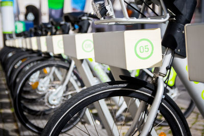 Close-up of bicycles