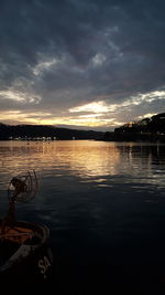 Scenic view of lake at sunset