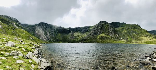 Panoramic view of lake against sky