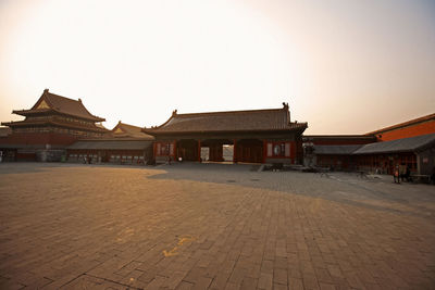 View of temple building against clear sky