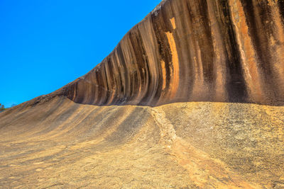 View of desert against clear blue sky