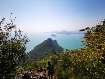 Scenic view of mountains against clear sky