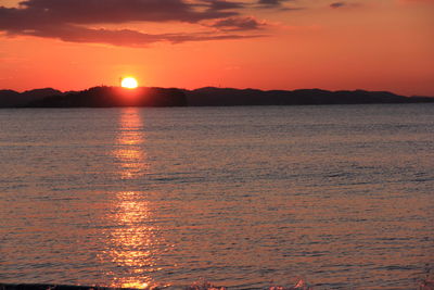 Scenic view of sunset over sea