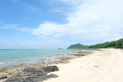 Scenic view of beach against sky