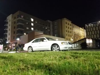 Car in city at night