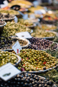 High angle view of fruits for sale in market