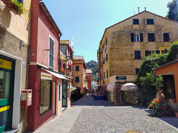 Street amidst buildings in  portofino city