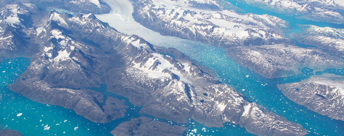 High angle view of sea shore during winter