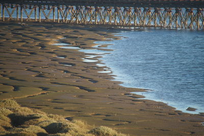 High angle view of shore at beach