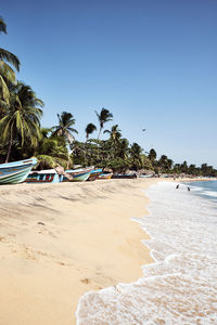 Scenic view of beach against clear sky