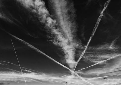 Low angle view of vapor trail in sky