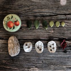 High angle view of food on table