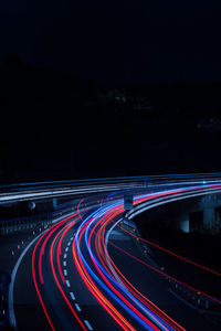 Light trails on highway at night