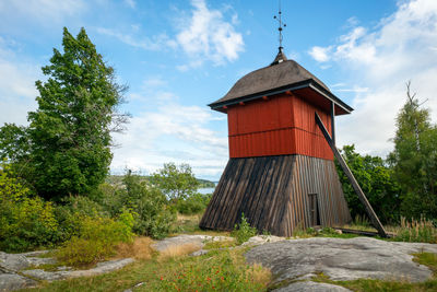 House on field against sky