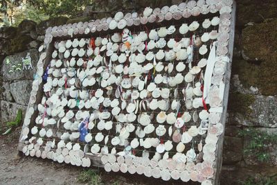 High angle view of stone wall