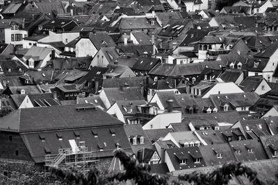 High angle view of buildings in city