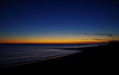 Scenic view of sea against sky at sunset