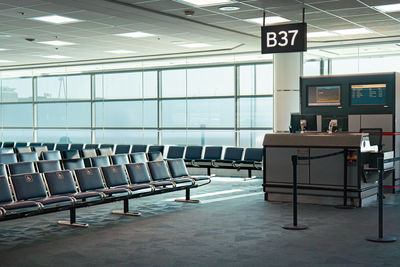 Empty chairs at airport