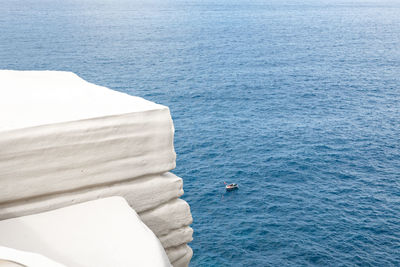 High angle view of boat in sea