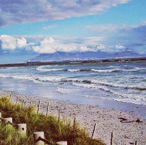 Scenic view of sea against cloudy sky